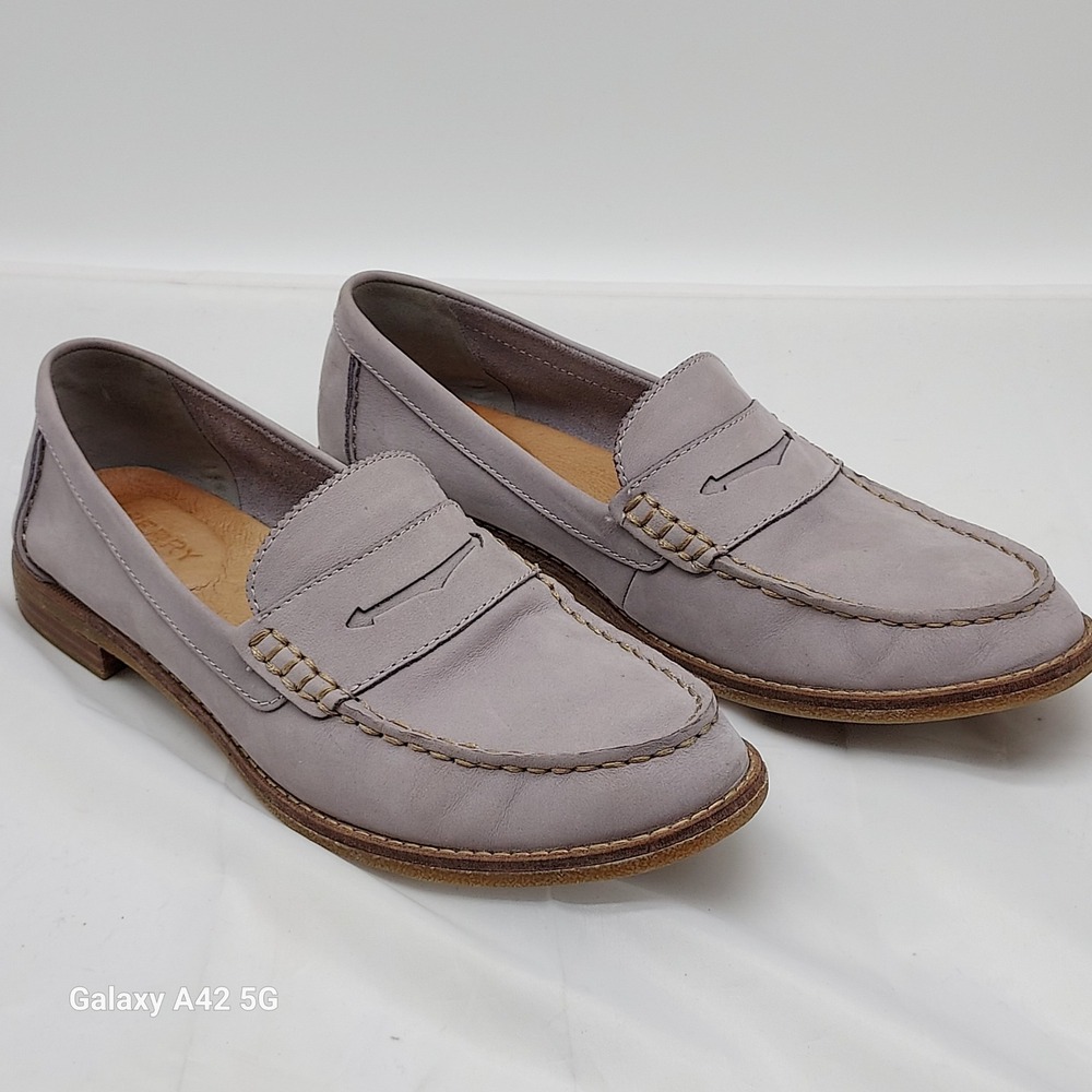 Sperry Top-Sider Seaport Penny Loafers Lavender Nubuck Leather Womens Shoes
